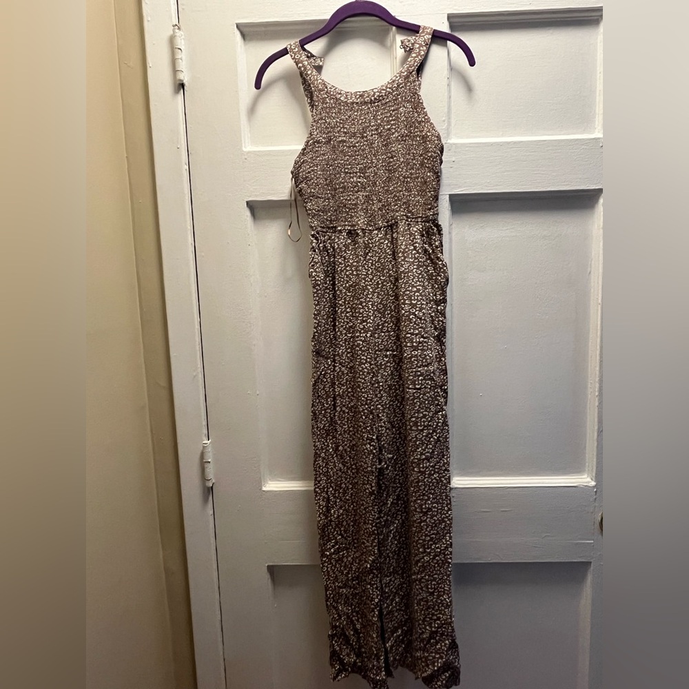 Cheetah Print Sleeveless Brown Jumpsuit